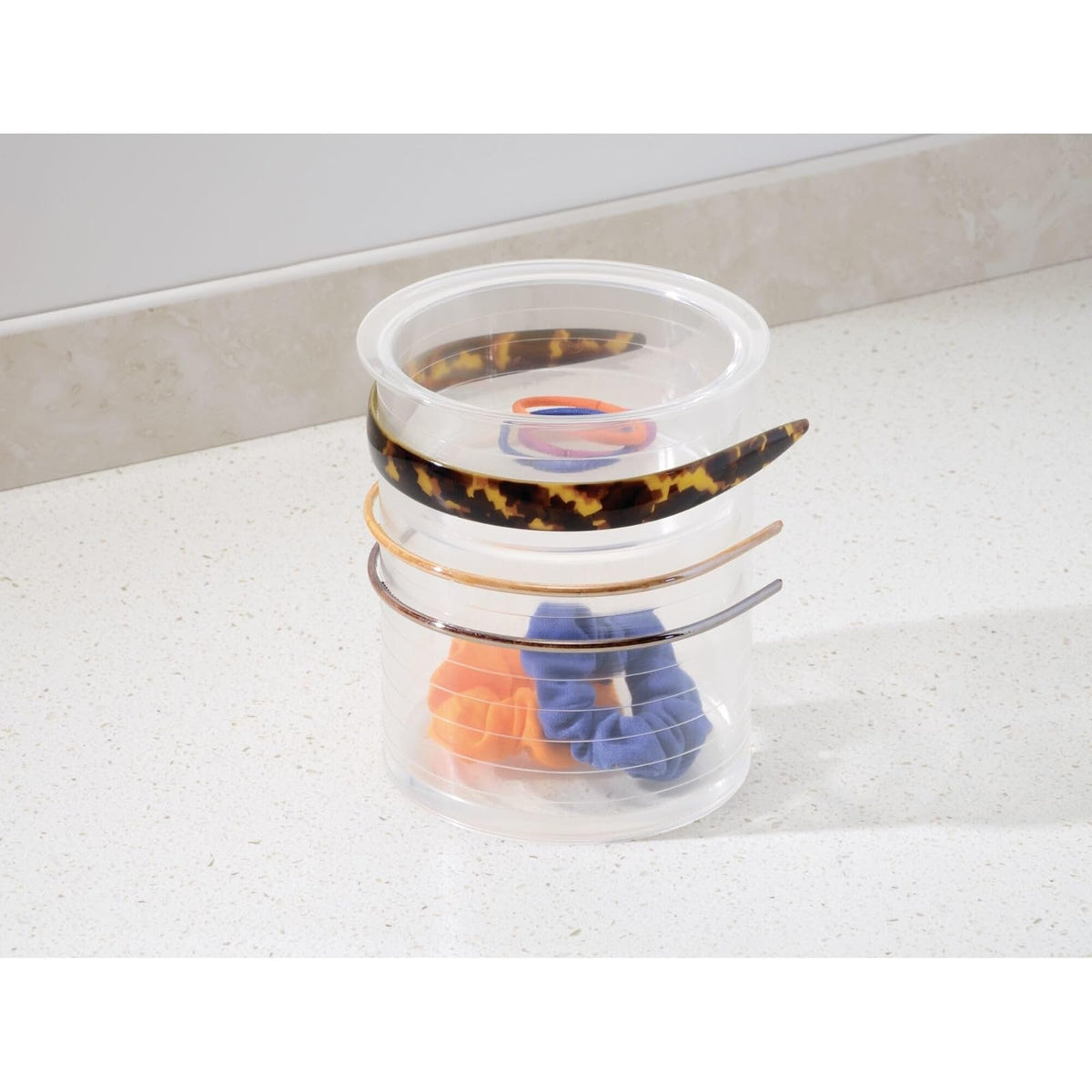 InterDesign Clarity Caja organizadora para Guardar Productos para el Cabello, contenedor plástico con Dos divisiones, Transparente