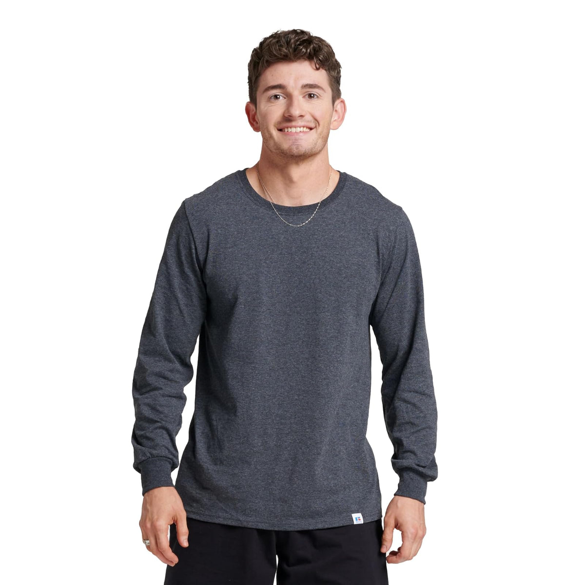 Russell Athletic Playera de Manga Larga de Alto Rendimiento para Hombre - Negro Heather - XXL
