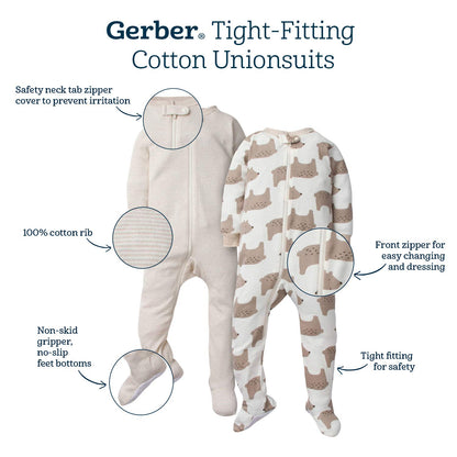 Gerber Paquete de 2 Pijamas con pies Mamelucos para bebés y niños pequeños para bebés niños