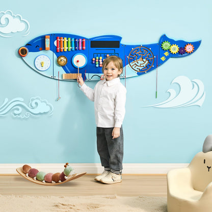 VEVOR Paneles de Actividades de Pared con Forma de Orca, 12 Actividades, Juguete Sensorial de Pared Montessori para Niños de 3 a 12 Años para Salas de Juegos Infantiles y Aulas de Guardería
