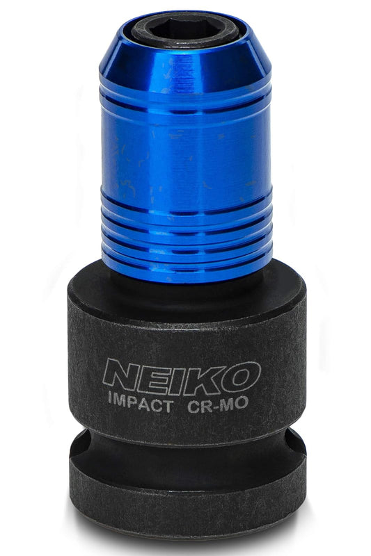 Neiko 30275A Adaptador de llave de impacto para llave de carraca, convertidor hembra de 1/2 pulgada a hexagonal de 1/4 pulgada, mandril de cambio rápido, acero CrMo