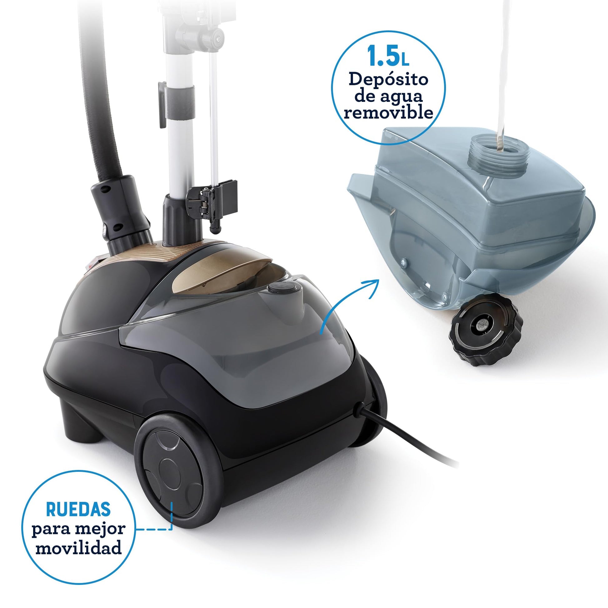 Oster® Vaporizador de Ropa de Pedestal Vertical, con Gancho 360° para Sostener las Prendas, Negro