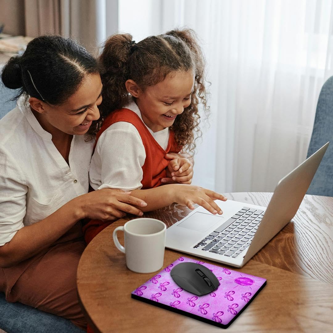 3dRose 8 x 8 x 0.25 Inches Mouse Pad, Pretty Pink Sun and Butterflies Art Nature (mp_30317_1)