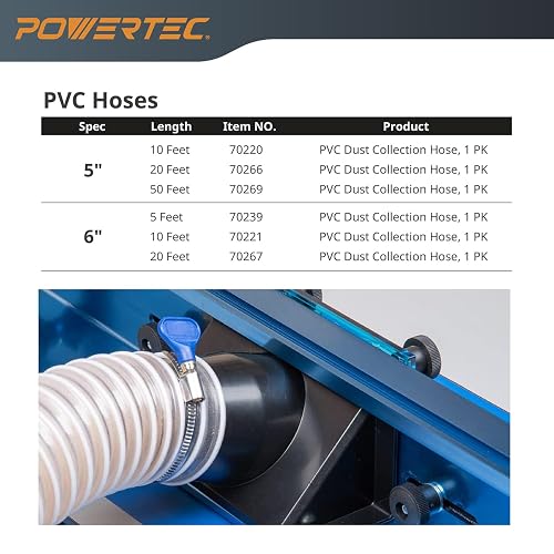 POWERTEC 70129 manguera flexible de PVC resistente de 2-1/2 pulgadas x 10 pies