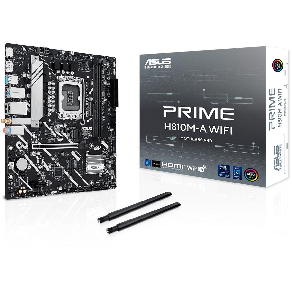 ASUS Tarjeta Madre Prime H810M-A WiFi LGA 1851 2X DDR5 2X M.2 PCIe 4.0 USB-C WiFi 6E BT 5.3 Micro ATX