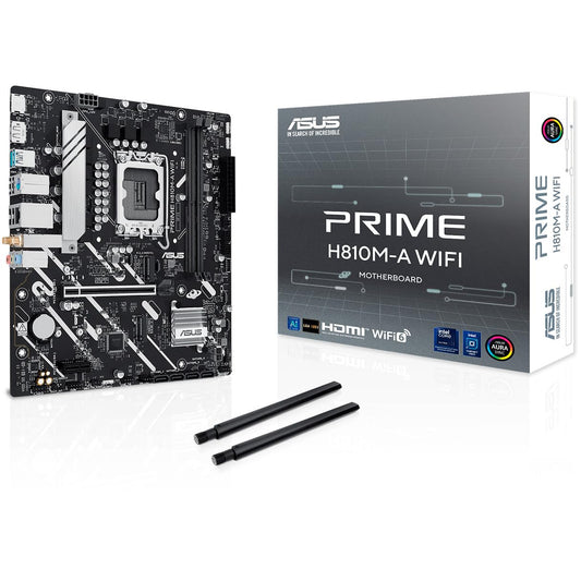 ASUS Tarjeta Madre Prime H810M-A WiFi LGA 1851 2X DDR5 2X M.2 PCIe 4.0 USB-C WiFi 6E BT 5.3 Micro ATX