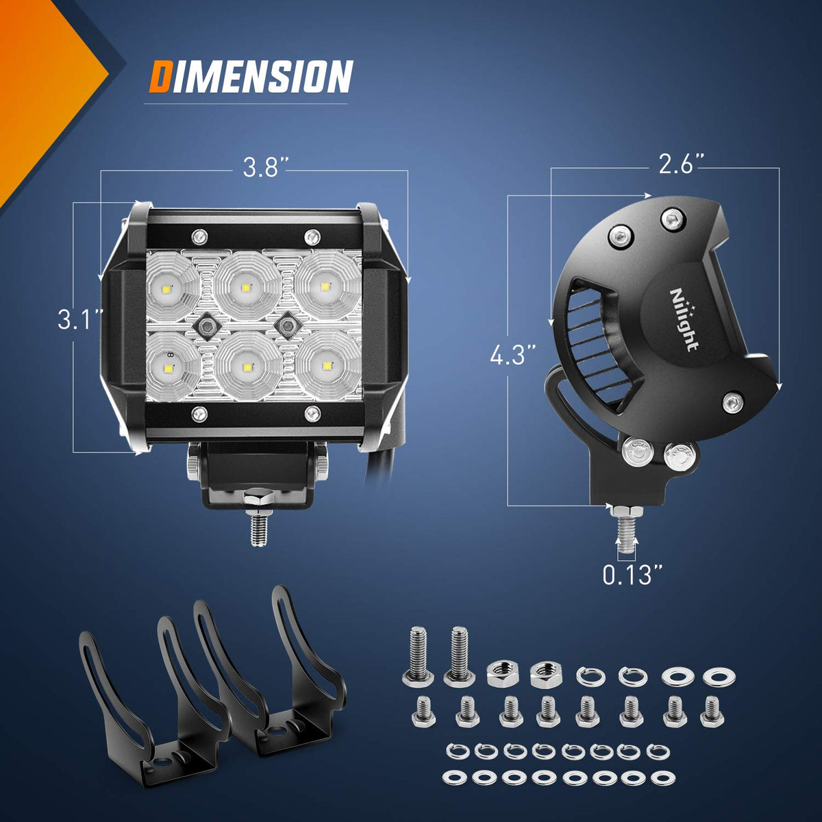 Nilight Juego de 2 Cápsulas LED de Inundación 18 W 4 in con Arnés de Cableado Todoterreno, ZH010