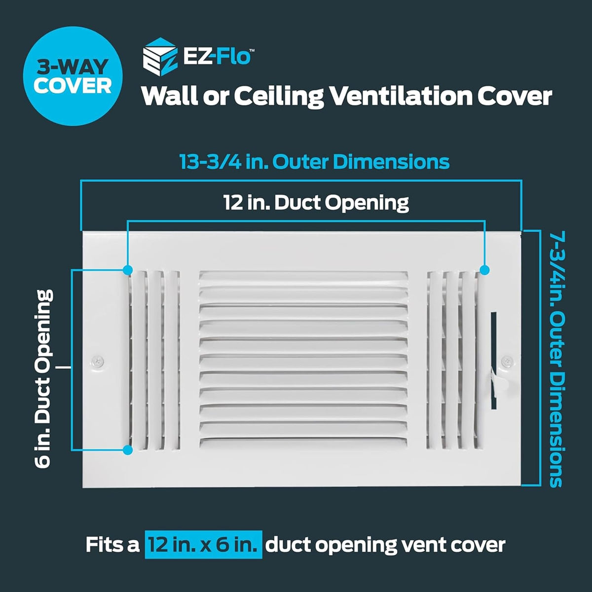 EZ-FLO 61615 Three-Way Sidewall/Ceiling Register by EZ-Flo