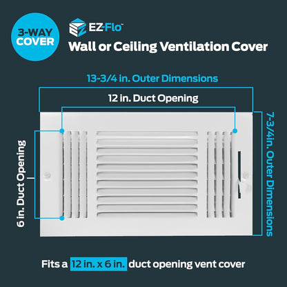 EZ-FLO 61615 Three-Way Sidewall/Ceiling Register by EZ-Flo