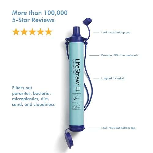 LifeStraw – filtro de agua Personal, 3 piezas | Filtro de agua para senderismo, camping, viajes y preparación para emergencias, elimina bacterias y parásitos