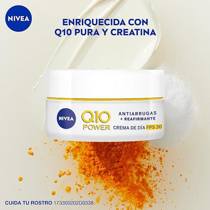 NIVEA Crema Facial Reafirmante Q10 (50 ml), Tratamiento Antiarrugas de Día Fps 30 ayuda a la generación de Colágeno en la piel y reducir las líneas de expresión, Todo Tipo de Piel