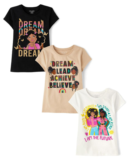 The Children's Place - Camisetas Estampadas de Manga Corta para bebés y niñas pequeñas, Paquete múltiple