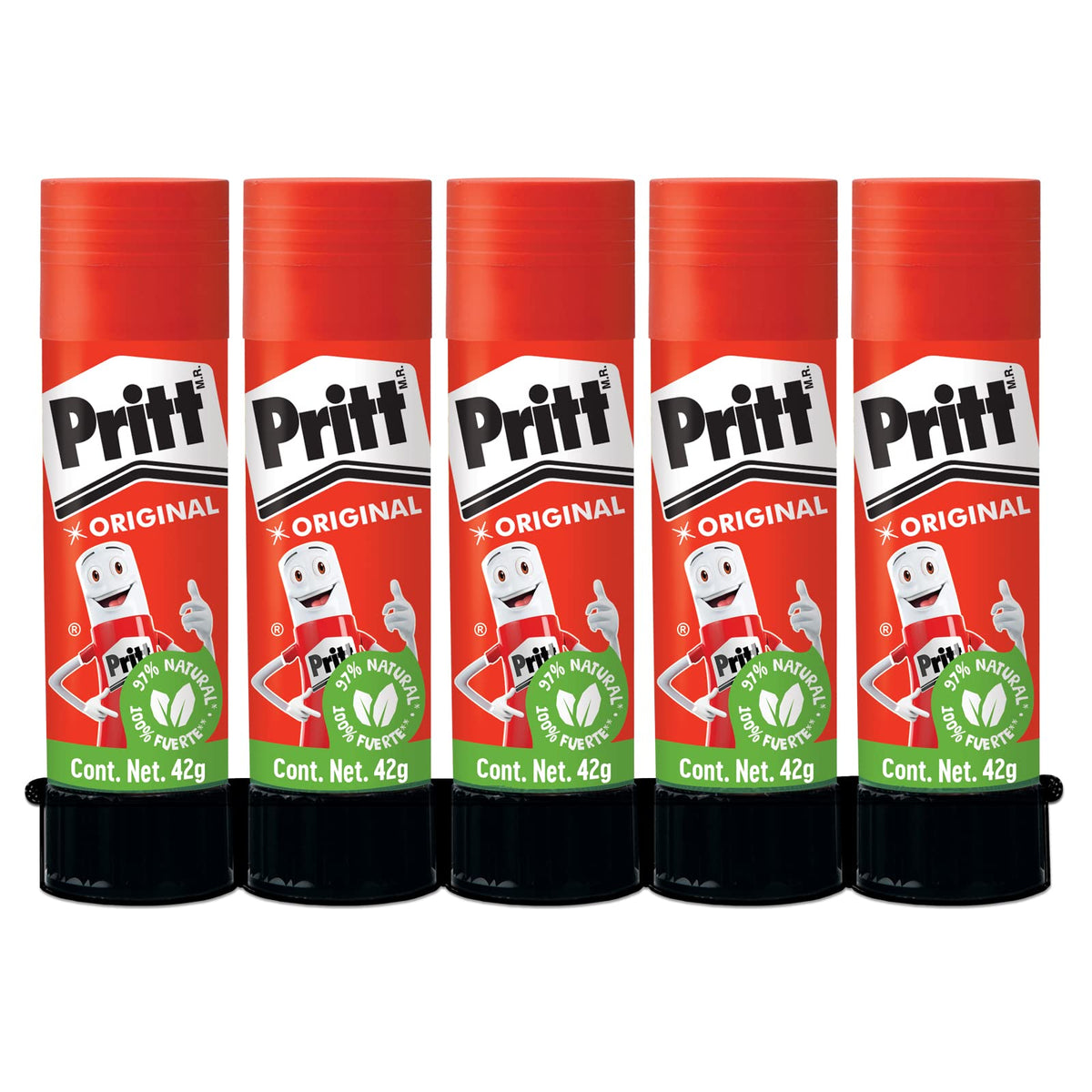 Pritt Lápiz adhesivo, es un pegamento seguro para niños, ideal para útiles escolares y manualidades, adhesivo resistente para oficina y papelería, pegamento Pritt, 5x42g