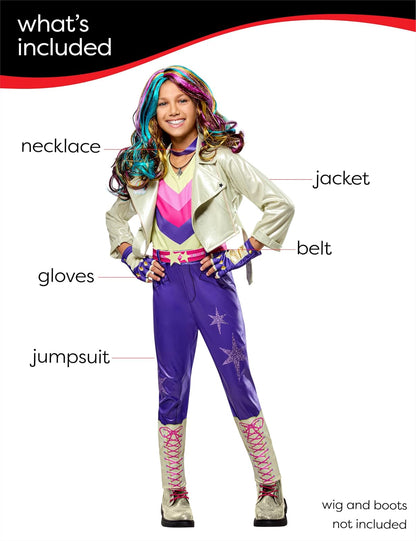 Rubies Disfraz de Sophia Mendoza Unicorn Academy Talla L | Para niños, overol sin mangas con fundas para botas, cinturón, guantes sin dedos, collar