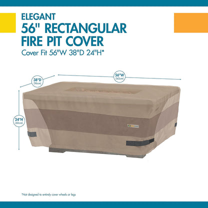 Duck Covers Elegant Rectangular Fire Pit Cover, 56" L x 38" W x 24" H