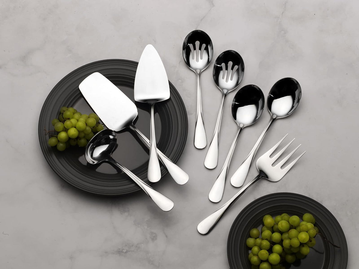 Gourmet Basics by Mikasa Kaylee Juego de utensilios para servir de acero inoxidable, 8 piezas