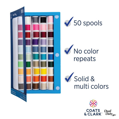 Coats & Clark - Juego de hilos de coser de uso general, 50 carretes multicolor