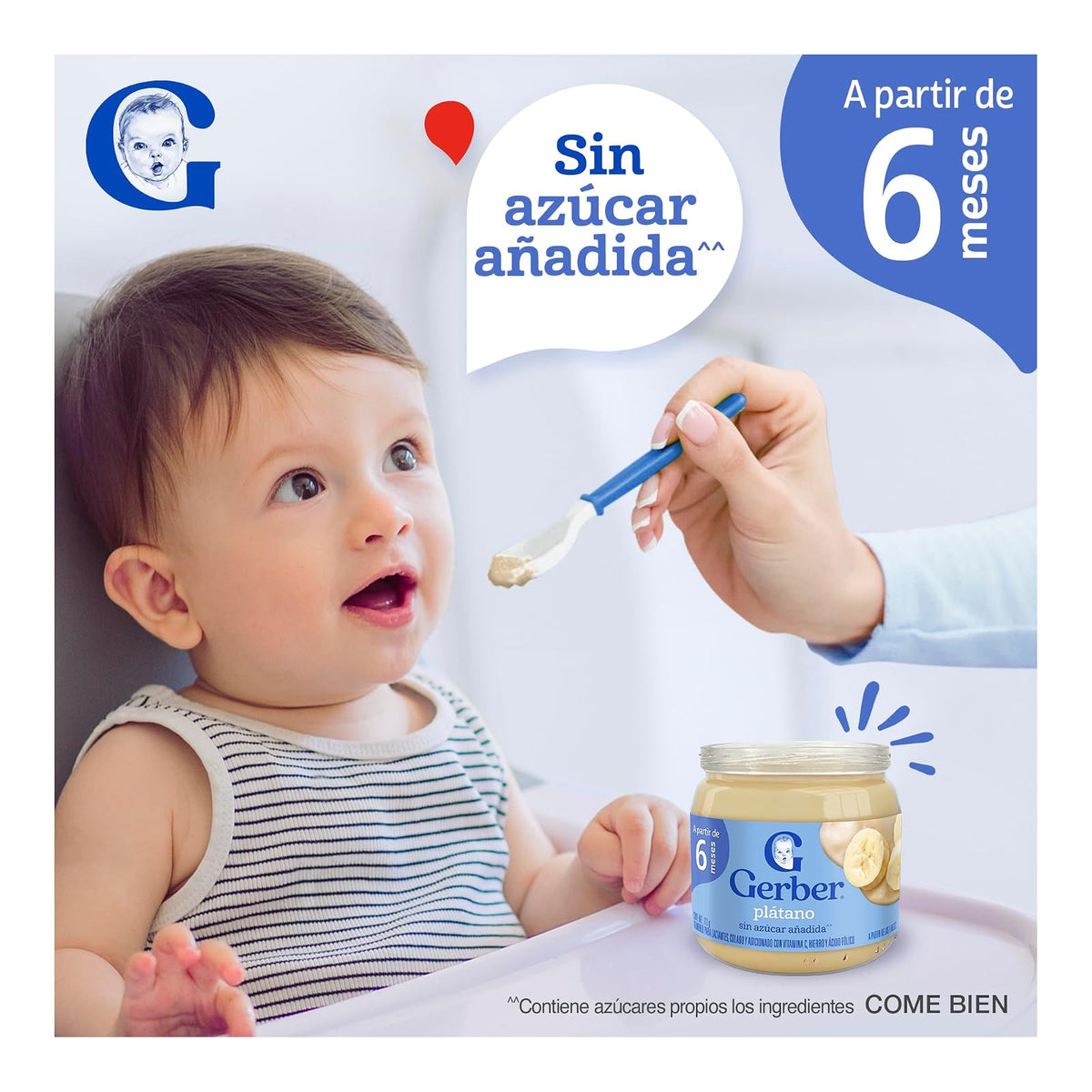 Nestlé Baby Me Papilla GERBER Cosecha Natural Etapa 2 Platano 113 g, Paquete de 24