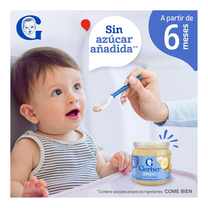 Nestlé Baby Me Papilla GERBER Cosecha Natural Etapa 2 Platano 113 g, Paquete de 24