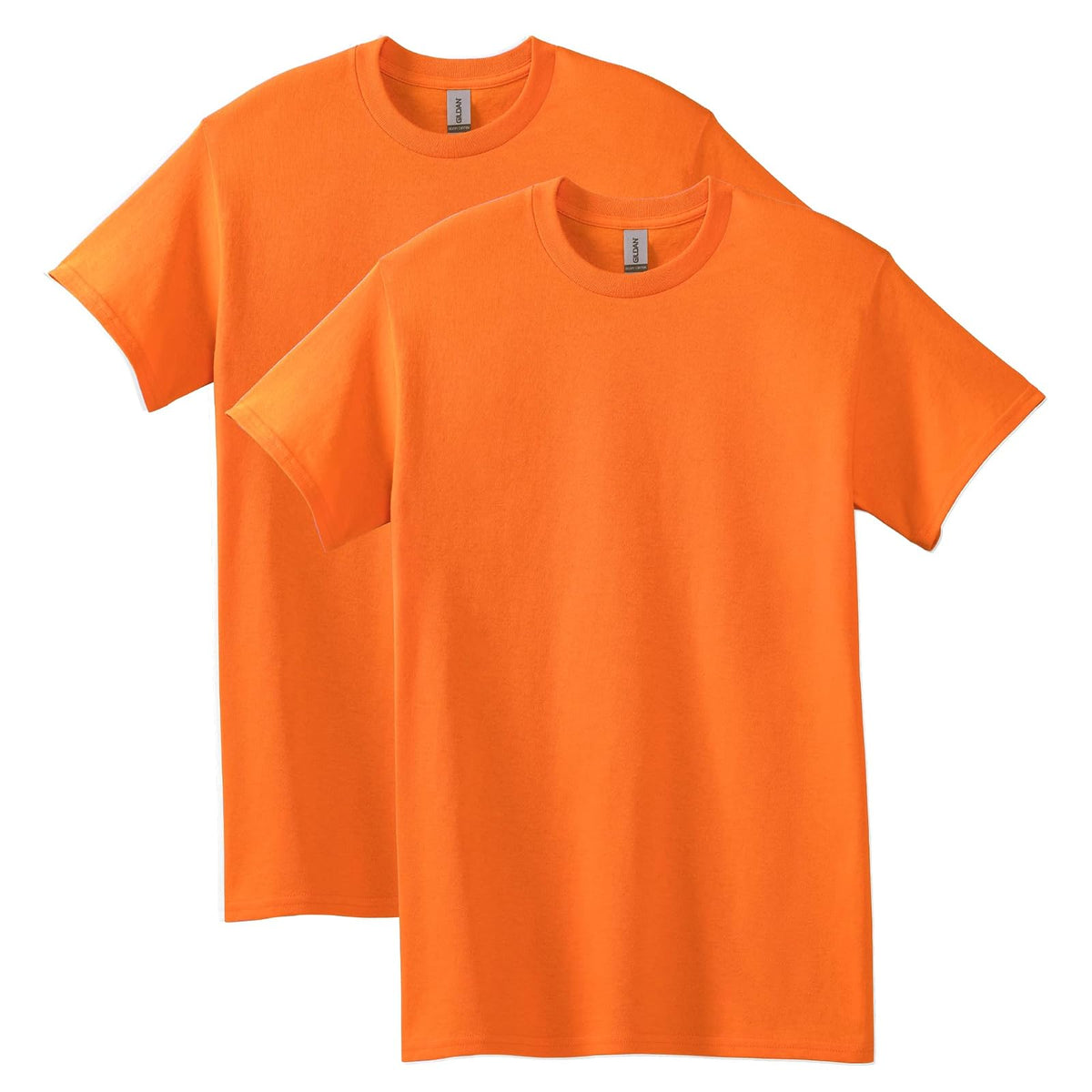 Gildan G5000 Camiseta de Algodón Pesado para Hombre - 2 - Naranja de seguridad (paquete de 2) - G
