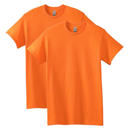 Gildan G5000 Camiseta de Algodón Pesado para Hombre - 2 - Naranja de seguridad (paquete de 2) - G