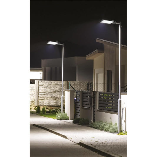 Volteck SUB-841L, Luminario suburbano plano LED 100 W alta intensidad, cuerpo de aluminio, luz blanca fría 6500K, IP 65, color negro