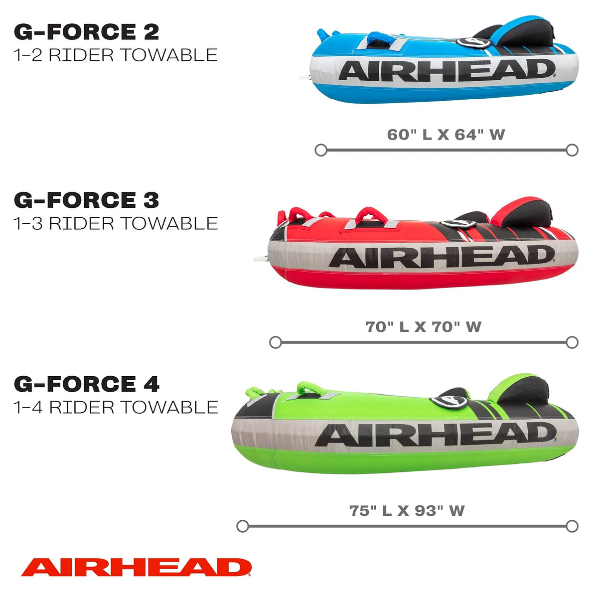 Airhead G-Force Tubo remolcable para navegar con 1-4 Opciones de Ciclista