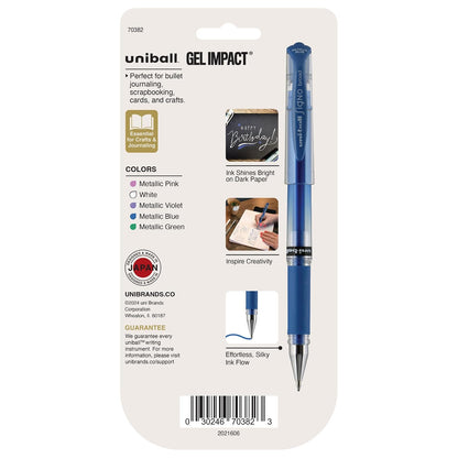 Uniball Signo - Bolígrafos de impacto de gel, punta negrita (1 mm), metal surtido, paquete de 5