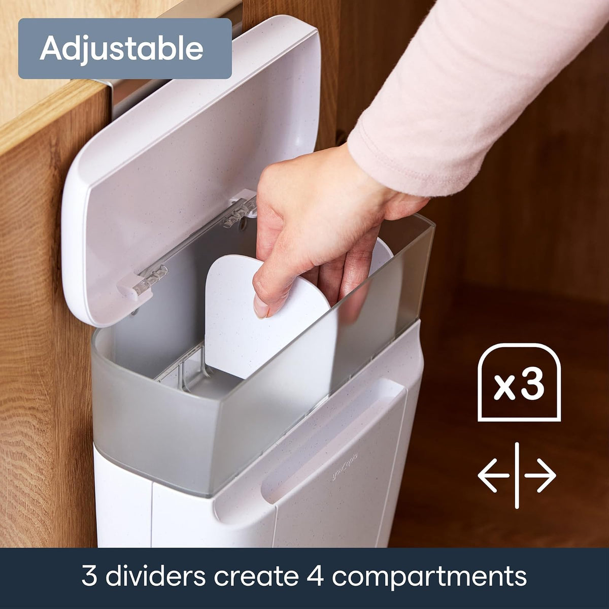 YouCopia DoorStash Organizador de artículos de Cambiador, Organizador Colgante para Puerta de clóset de baño con 3 Compartimentos Ajustables y Tapa Cubierta para organización de Accesorios
