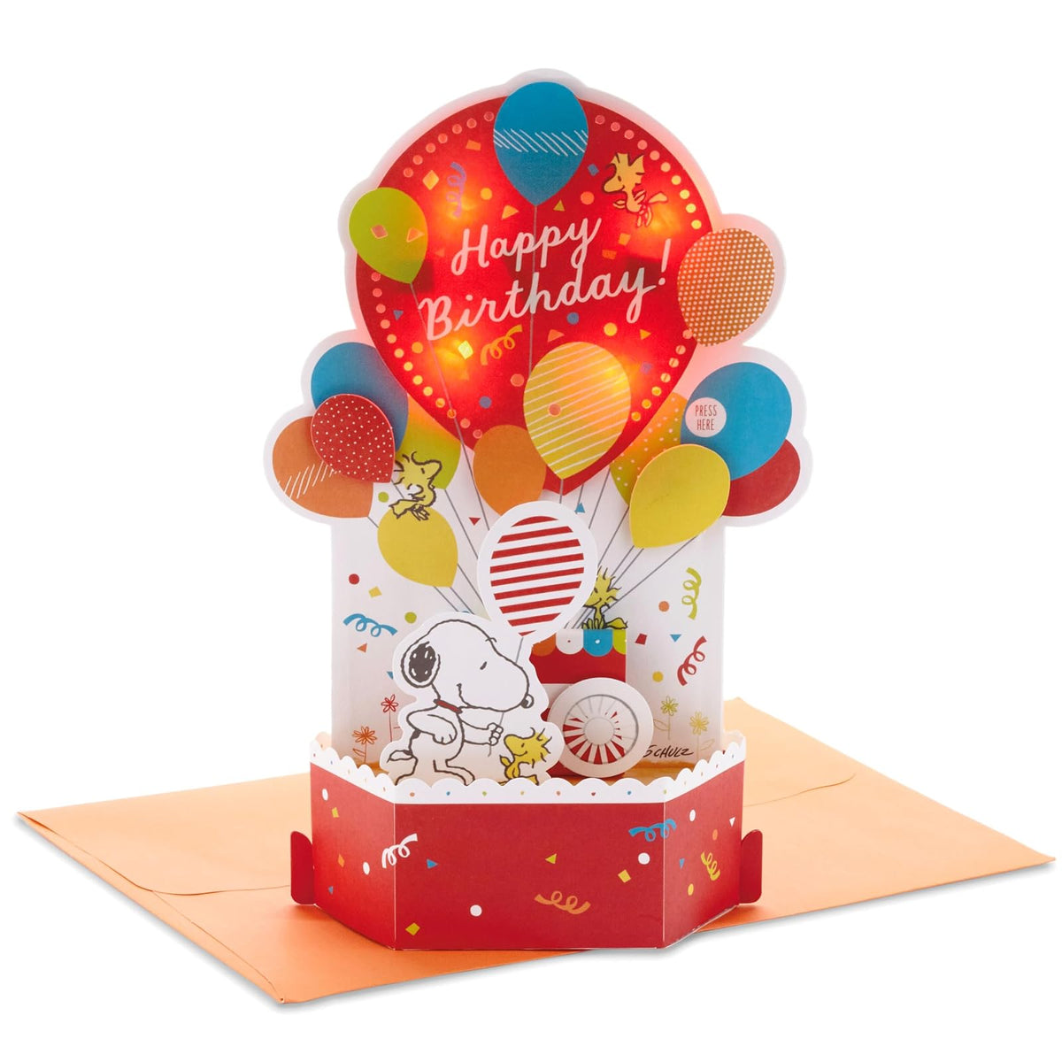 Hallmark - Tarjeta de felicitación de cumpleaños con música (globos de cumpleaños, diseño de cacahuetes)
