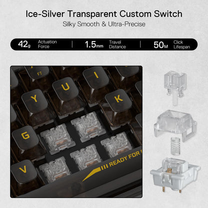 Redragon K617 SE 60% Teclado para Juegos RGB con Cable, Teclado mecánico Compacto y Transparente de 61 Teclas con Placa translúcida, Interruptor Lineal Personalizado, Compatible con Driver