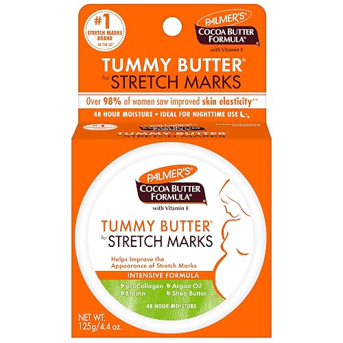 Palmer's Cocoa Butter Formula Tummy Butter, Bálsamo para la Panza -Estrías y Cuidado de la Piel Durante el Embarazo, Hipoalergénico, Dermatológicamente Probado, Fórmula Intensiva, 125g