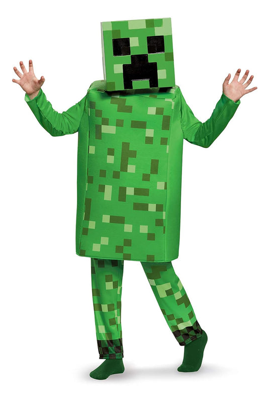 Creeper Disfraz de Minecraft de Lujo, Verde, Mediano (7-8)