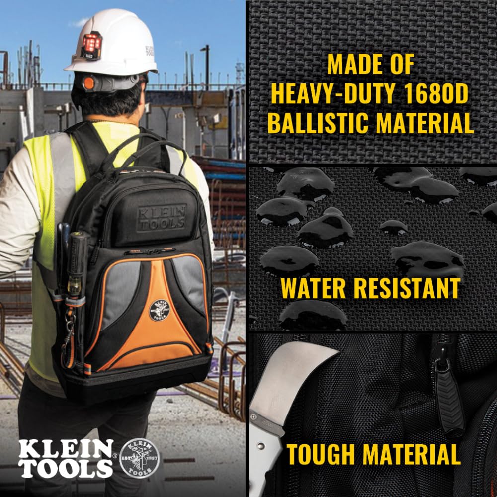 Klein Tools 80120 - Kit de mochila y alicates con mochila, nariz larga, corte diagonal y alicates de corte lateral, 4 piezas