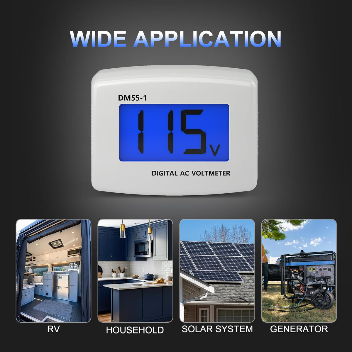 DROK 90538 Flat Plug AC 80-300V Voltage Panel Power Line Volt Test Monitor Gauge Meter AC 110V 220V Digital LCD Voltmeter