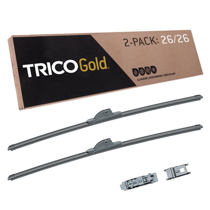 TRICO Gold Juego de 2 Plumas Limpiaparabrisas Super Premium - 26" + 26" Paquete de 2
