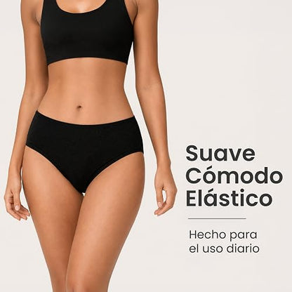 BODYcontrol Calzones de Mujer Algodón Corte Panty Pack, Panties Básicas Cómodas, Ropa Interior Mujer Lencería Dama Bragas Pantaletas Panties Stretch Suaves Confort Set Diario 2985