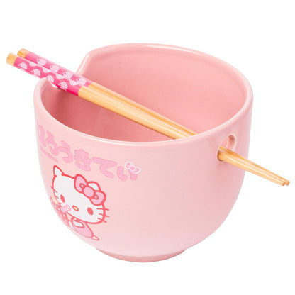 Silver Buffalo Tazón de Cerámica para Ramen con Palillos y Cuchara, 592 ml - Rosa