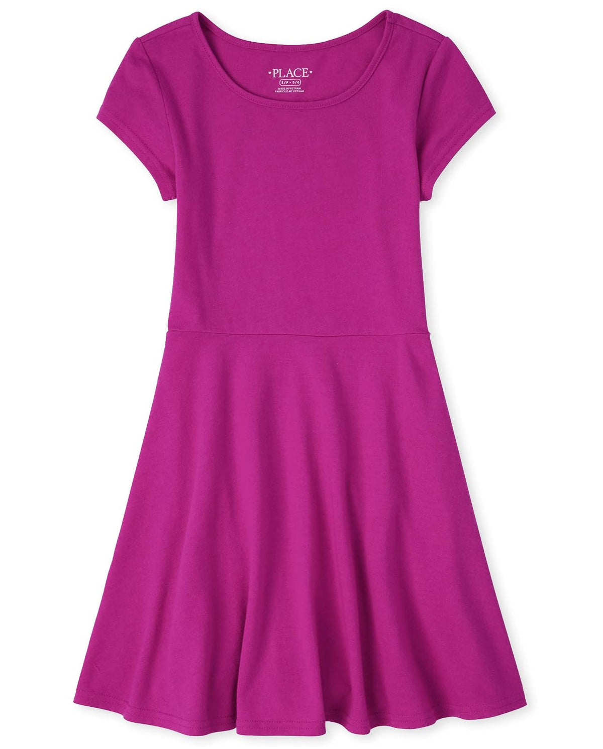 The Children's Place vestido básico de manga corta para niña - Aurora Pink Single - 10-12 Años