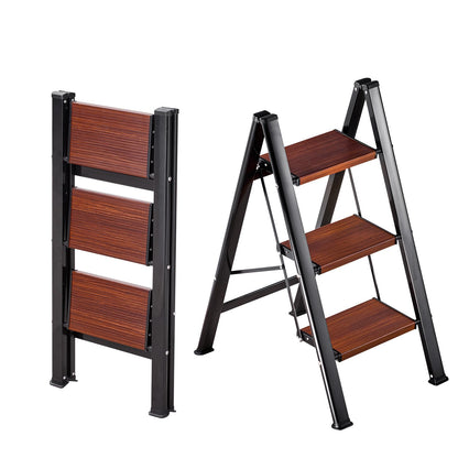 VEVOR Escalera Plegable 3 Peldaños, Escalera de Tijera con Pedal Ancho Antideslizante y Empuñadura Cómoda, Capacidad de 150 kg, Taburete Multifuncional para Cocina, Hogar, Plantas, Reparaciones