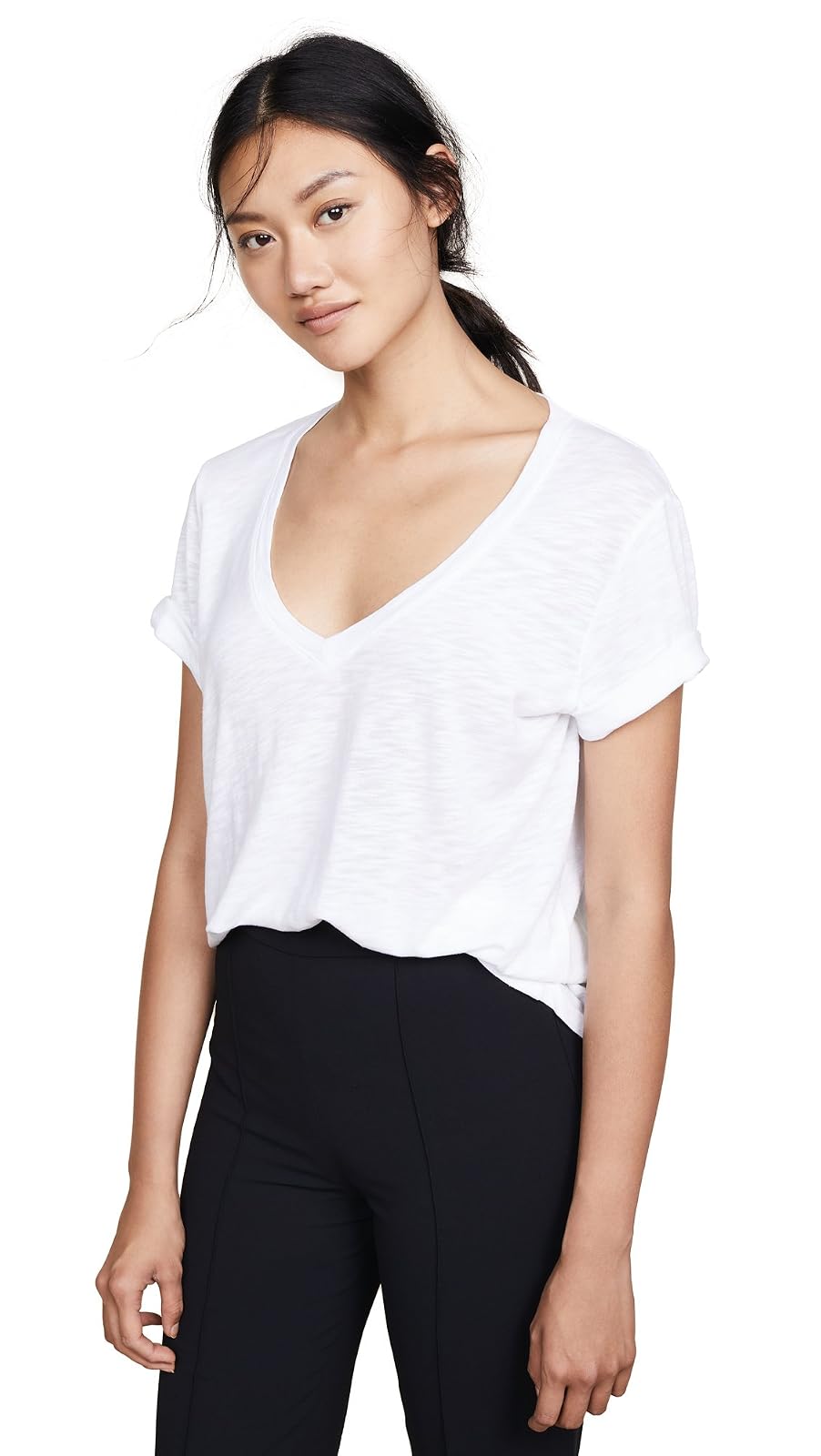Splendid Playera de Manga Corta con Cuello en V. Camiseta para Mujer