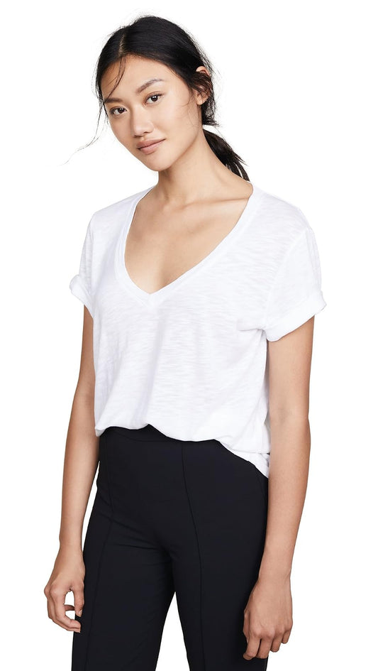 Splendid Playera de Manga Corta con Cuello en V. Camiseta para Mujer