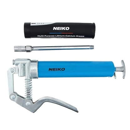 NEIKO 12012A - Kit de Pistola de engrasar pequeña, 4500 PSI, Mini Cartuchos de Grasa de 3 onzas para Pistola de engrasar, Pistola de engrasar con Ajuste Zerk, extensión Recta de 5.7 Pulgadas