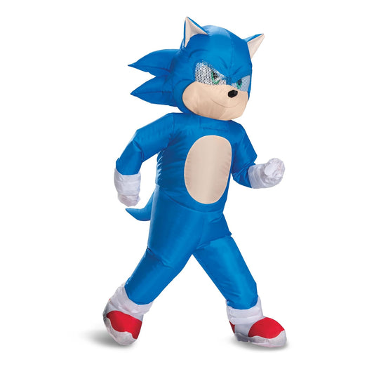 Disfraz inflable de Sonic para niños, disfraz oficial de Sonic Move 3 con ventilador, talla única para niño