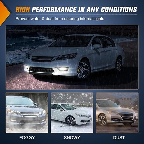 Nilight Fog Lights Assembly Compatible with 2013 2014 2015 Honda Accord (4-door Sedan) w/H8 12V 25W Bulbs Clear Lens Driver and Passenger Side