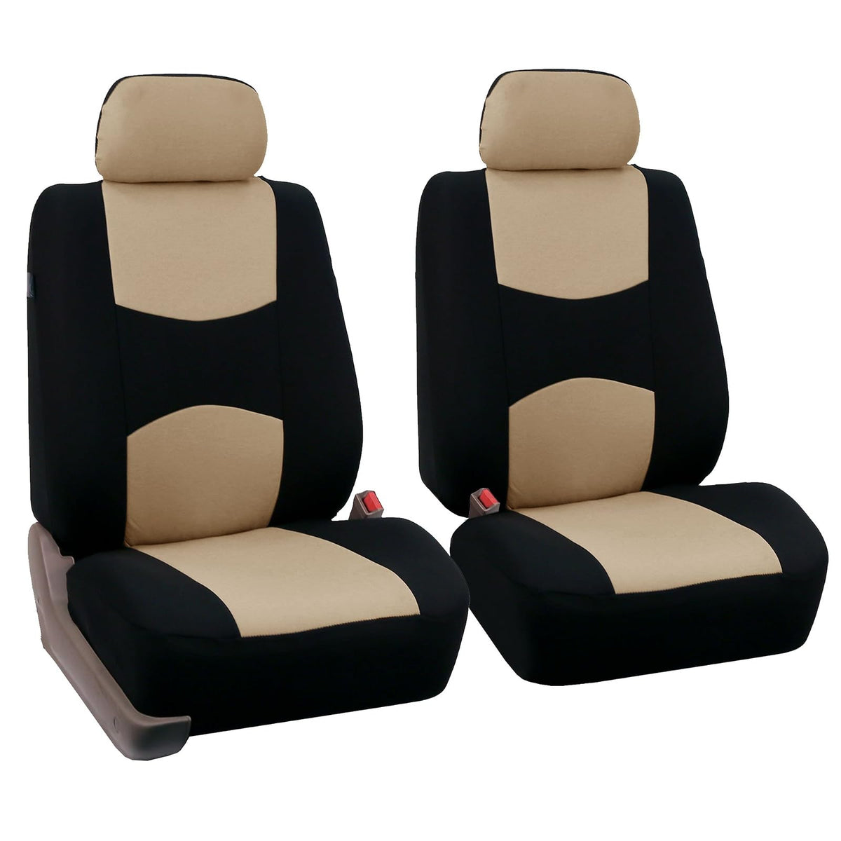 FH Group Funda Universal para Asiento de Automóvil de Banco sólido para reposacabezas Desmontables, Ajuste Universal para Automóviles, Camiones y SUV (Beige/Negro) - Beige - Black