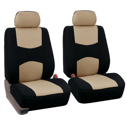 FH Group Funda Universal para Asiento de Automóvil de Banco sólido para reposacabezas Desmontables, Ajuste Universal para Automóviles, Camiones y SUV (Beige/Negro) - Beige - Black