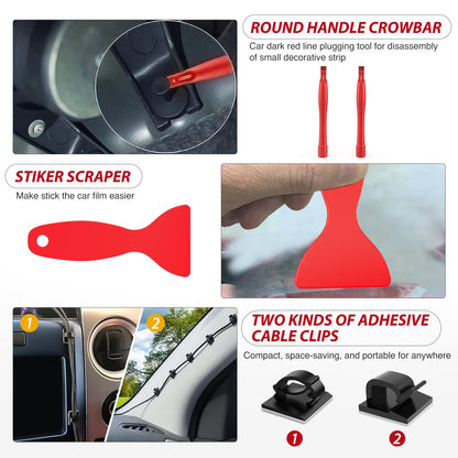Nilight 200Pcs Trim Removal Tool, Auto Push Pin Bumper Retainer Clip Set Fastener Terminal Remover Adhesive Cable Clips Round Handle Crowbar Kit Car Panel Radio Auto Clip Pliers