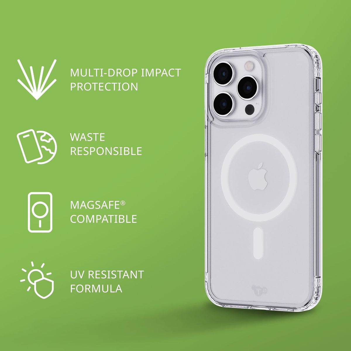 Tech21 EVO - Funda Transparente para iPhone 15 Pro MAX, Compatible con MagSafe, Funda de protección contra Impactos, Transparente