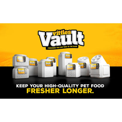 Gamma2 Vittles Vault - Alimentador Elevado para Perros con Almacenamiento, Fabricado en Estados Unidos, Plata, 50 Libras